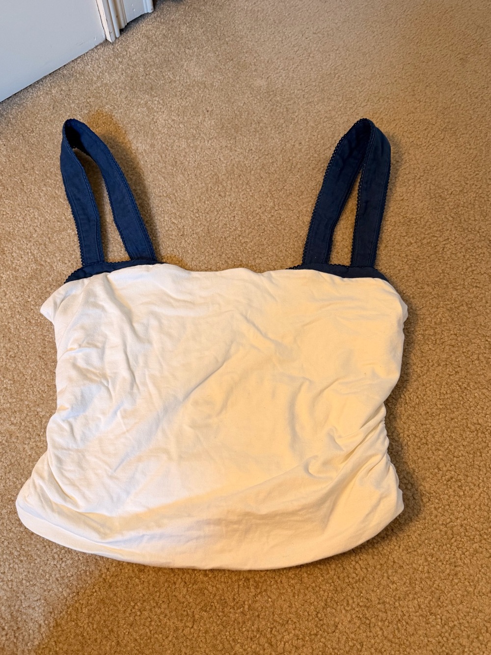Free People White Tank with Navy Straps